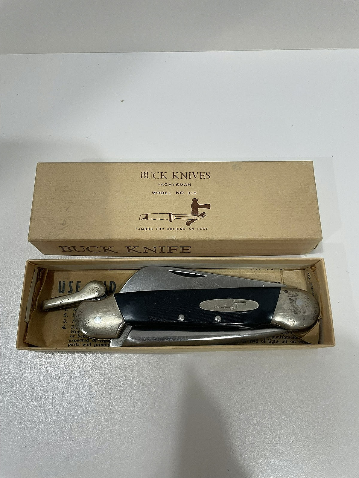 Buck 315 YACHTSMAN Knife w/ Marlin Spike, Made in USA, New Old Stock