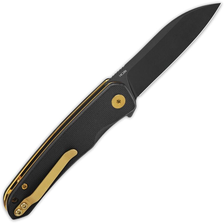 QSP Knife Otter Liner Folding Knife 2.75¨ 14C28N Steel Blade Black G10 Handle