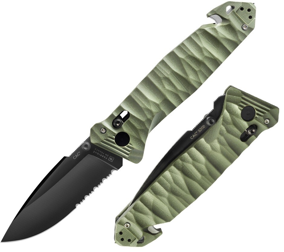 TB Outdoor CAC S200 Axis Folding Knife 3.75″ Nitrox Steel Blade Green G10 Handle