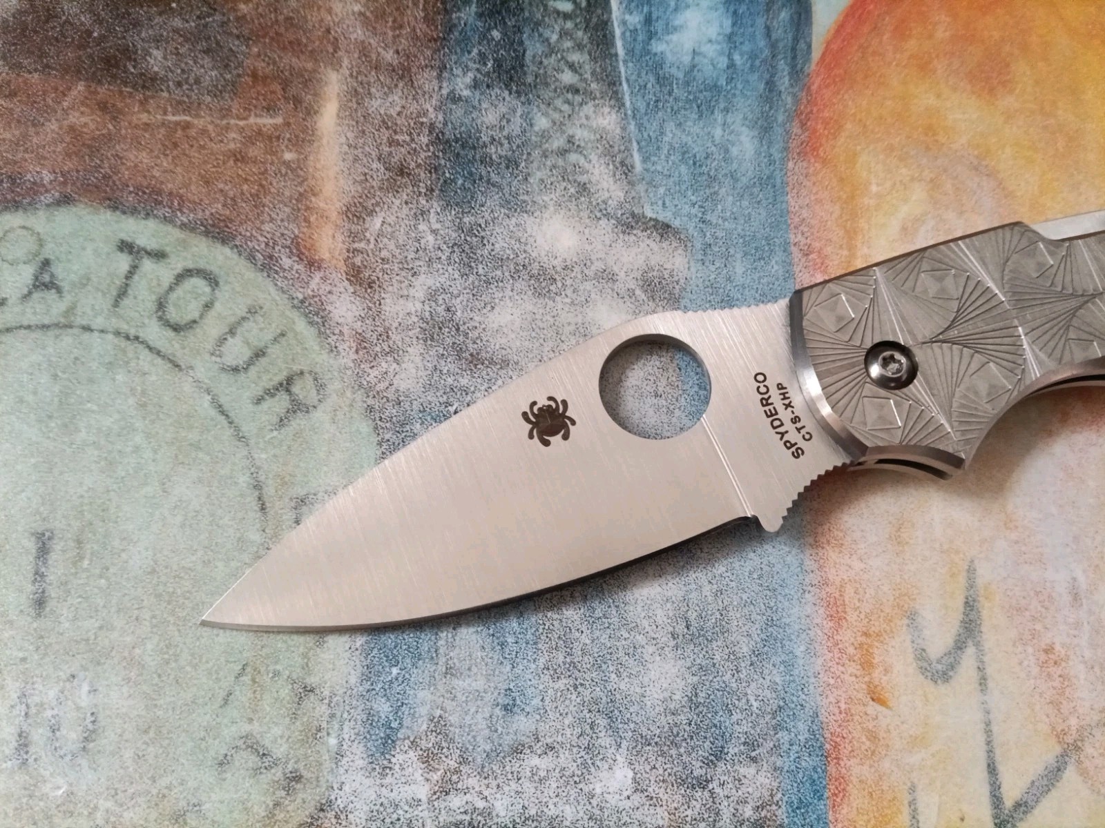 Spyderco Chaparral, Satin CTS-XHP Plain Blade, Stepped Titanium Handle