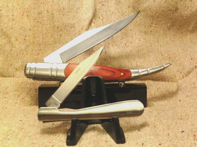 Lot of 2 Pocket Knives Toothpicks Spanish Wood 5″ & Biker Style Stainless 3″