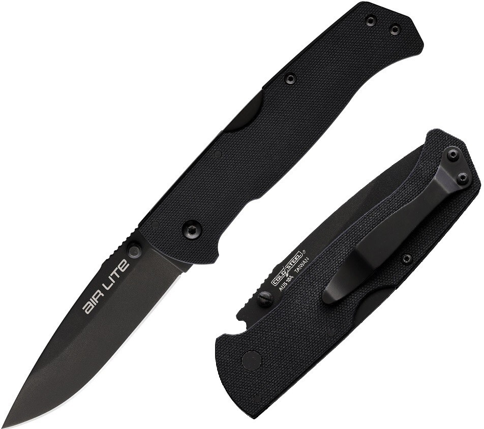 Cold Steel Air Lite Lock Folding Knife 3.5 AUS-10A Steel Blade Black G10 Handle