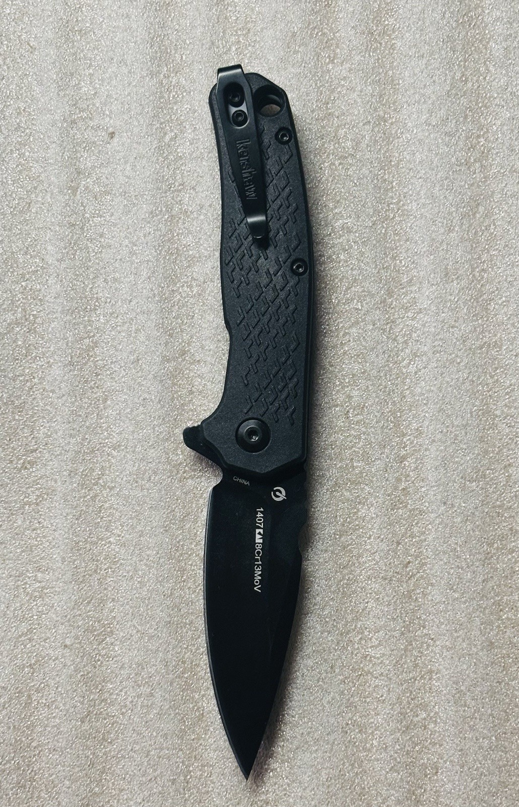 Kershaw Conduit 1407 3” 8Cr13MoV Steel Black Coated Blade Black GFN Handle