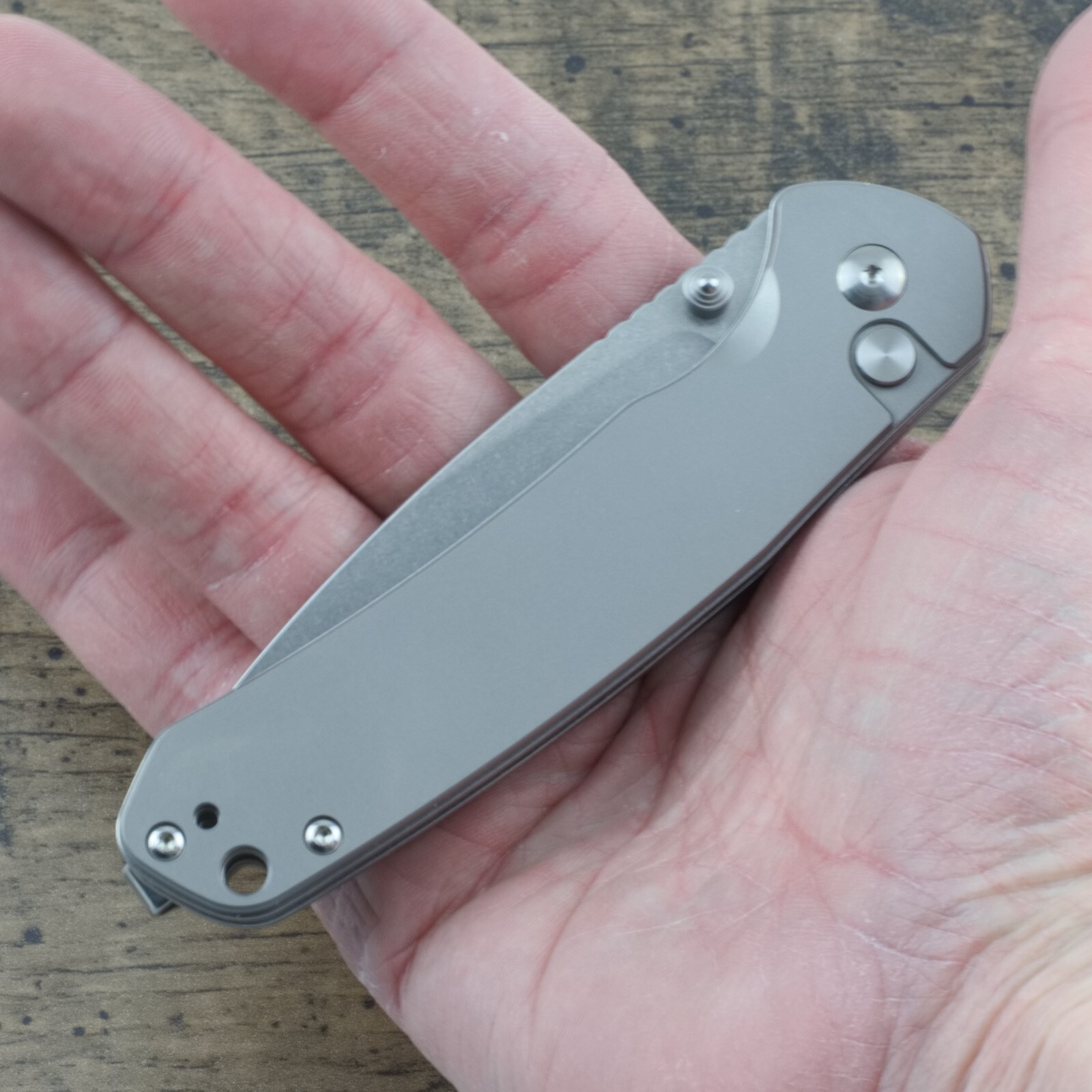 CJRB Pyrite Titanium Handle Folding Knife AR-RPM9 Stainless Blade 4.25″ Closed