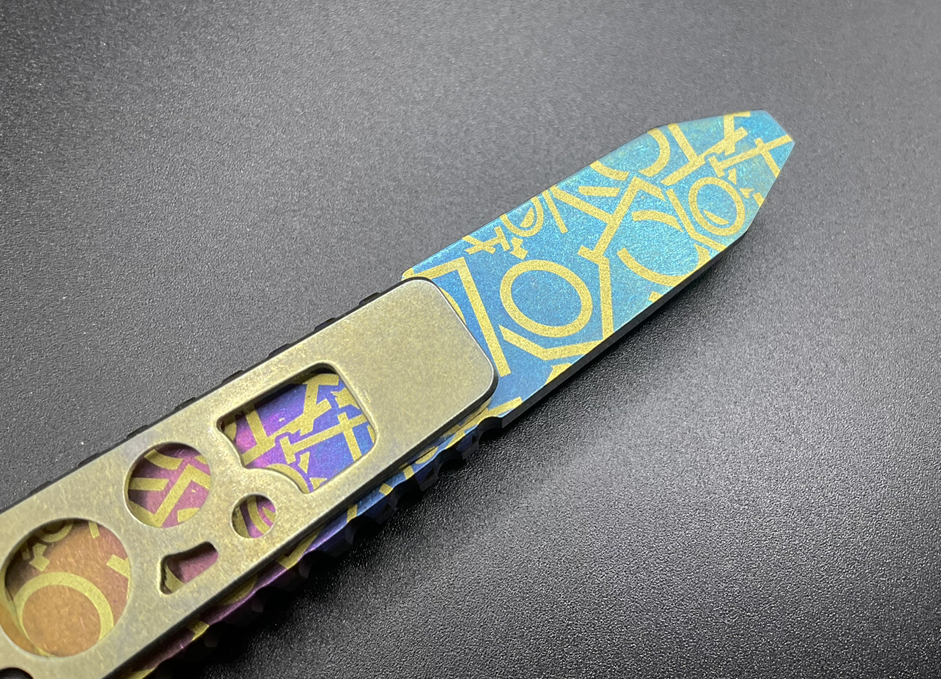 Koch Tools Kursor Blue/Gold Titanium EDC Prybar Purple G10 Inlay