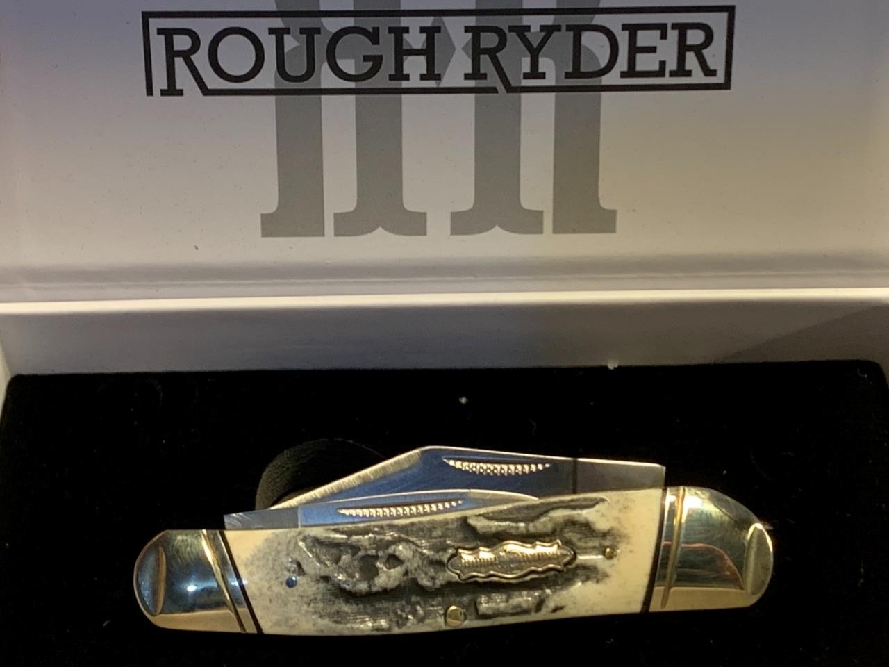 Rough Ryder Black and White Bone Whittler 3 3/4″ Pocket Knife RR2575