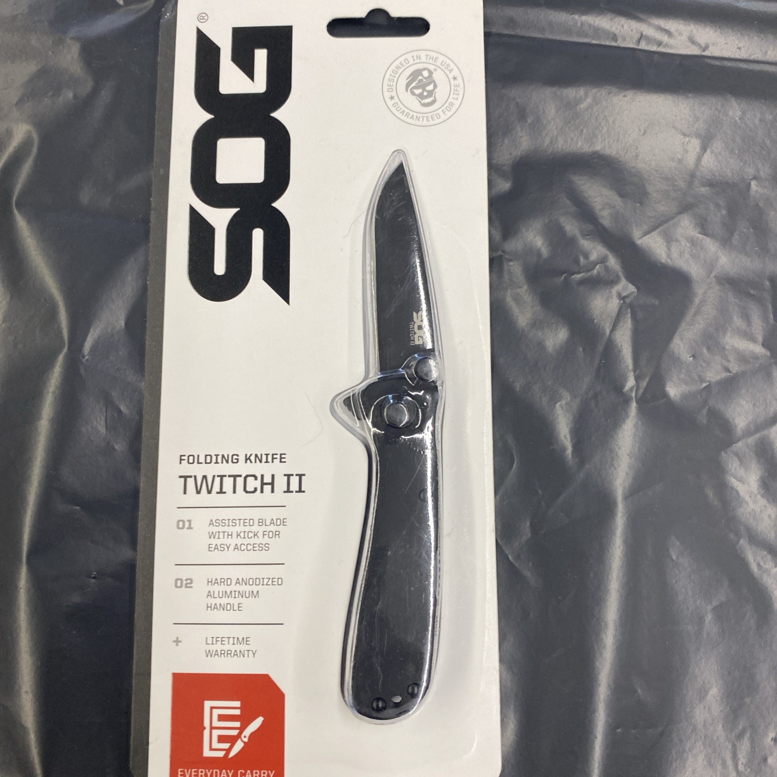 SOG Black Twitch II Folding Knife SOG-TWI12-WMT New