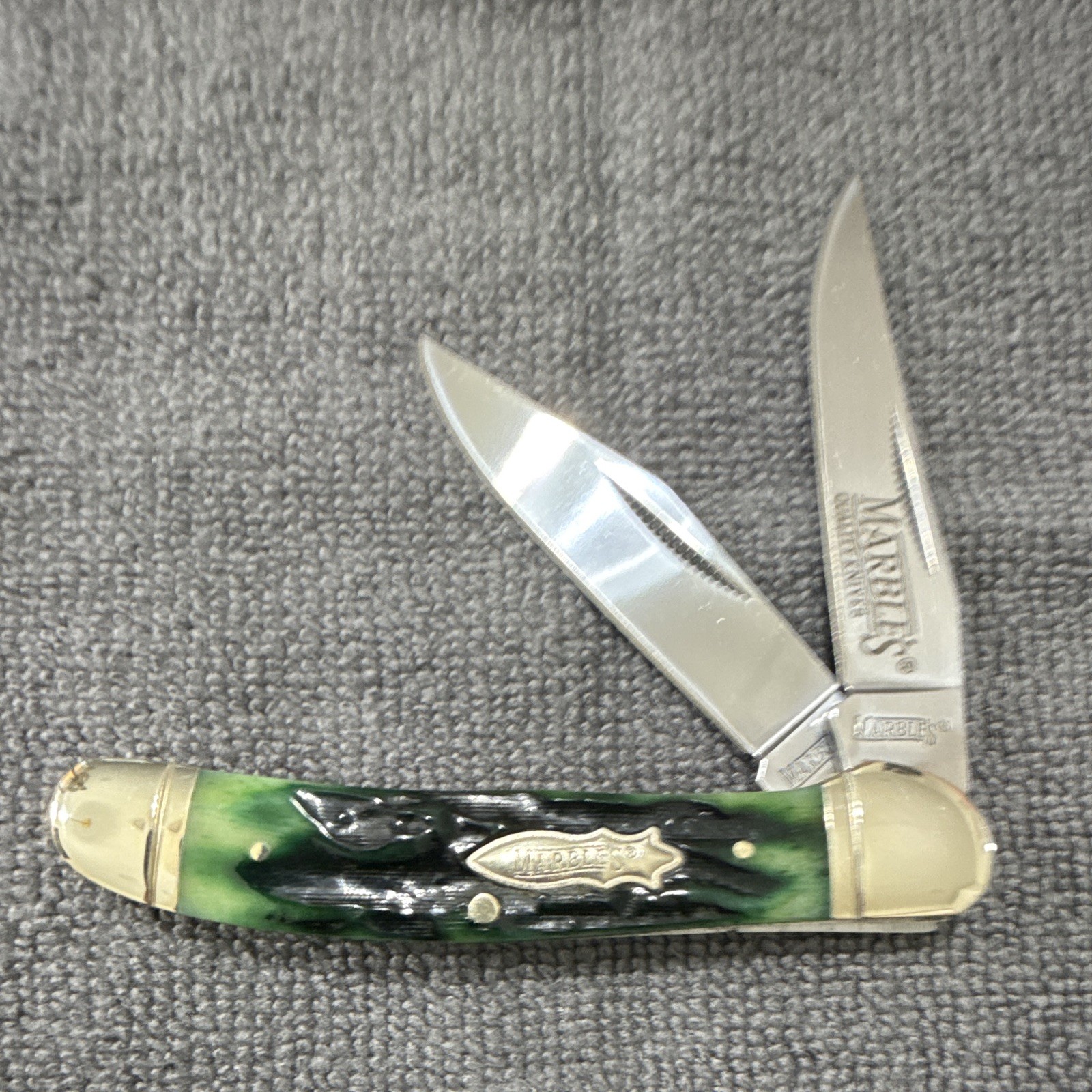 Marbles 2-Blade Slipjoint Pocketknife Stainless Steel Green/Black w/ Nail File