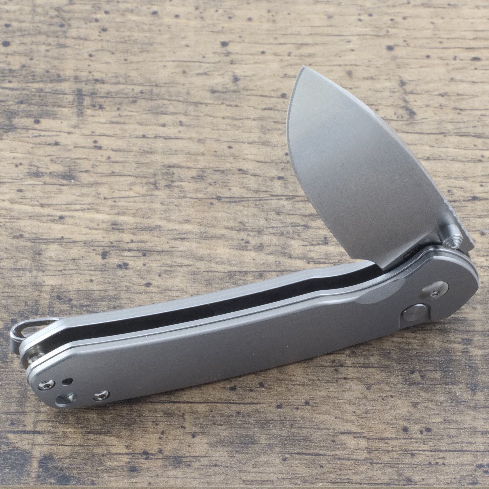 CJRB Pyrite Titanium Handle Folding Knife AR-RPM9 Stainless Blade 4.25″ Closed