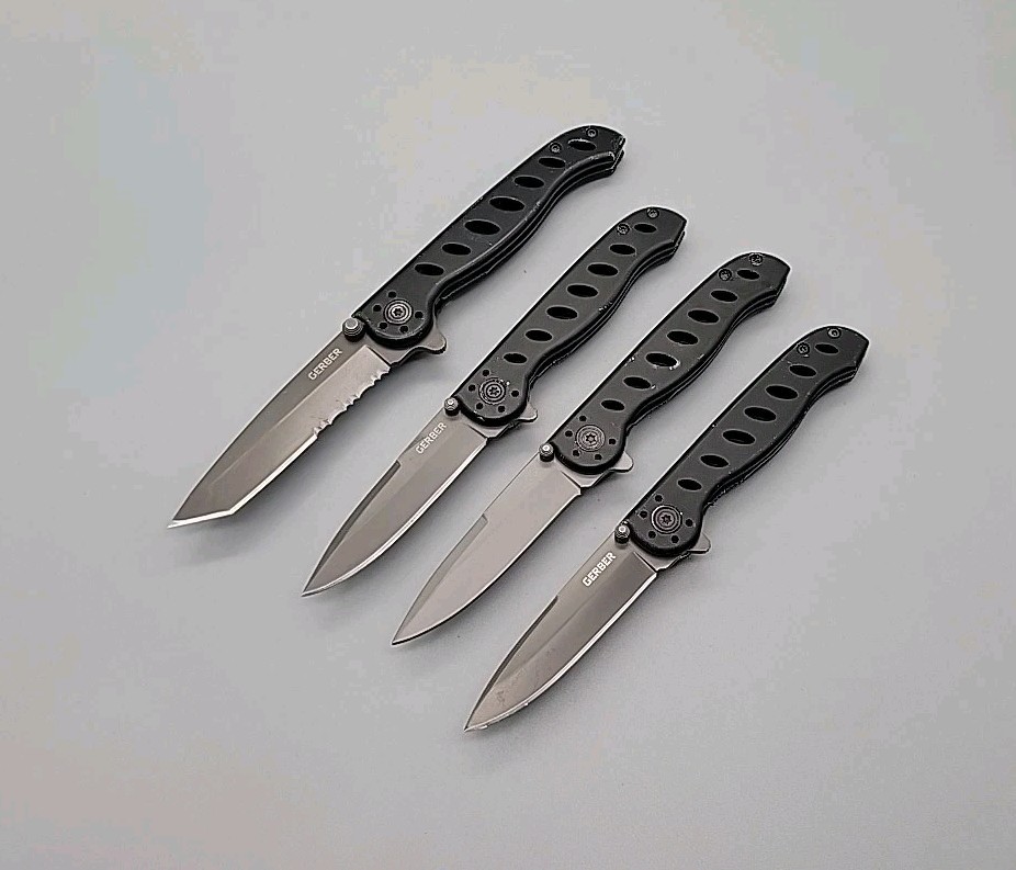 Gerber Evo MID & JR. Pocket Knives – LOT OF 4 – Linerlock – Plain/Combo Blades