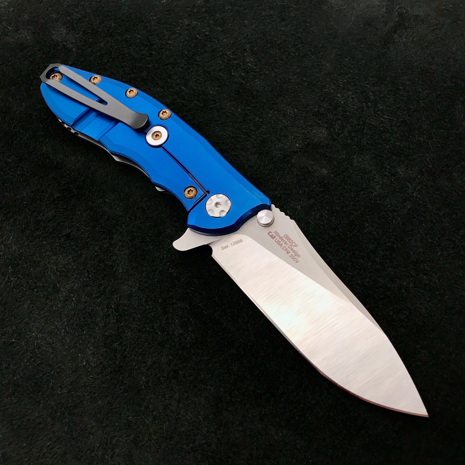 Zero Tolerance 0562CF Flipper Rick Hinderer Plain Edge Blue & Bronze ZT 0562