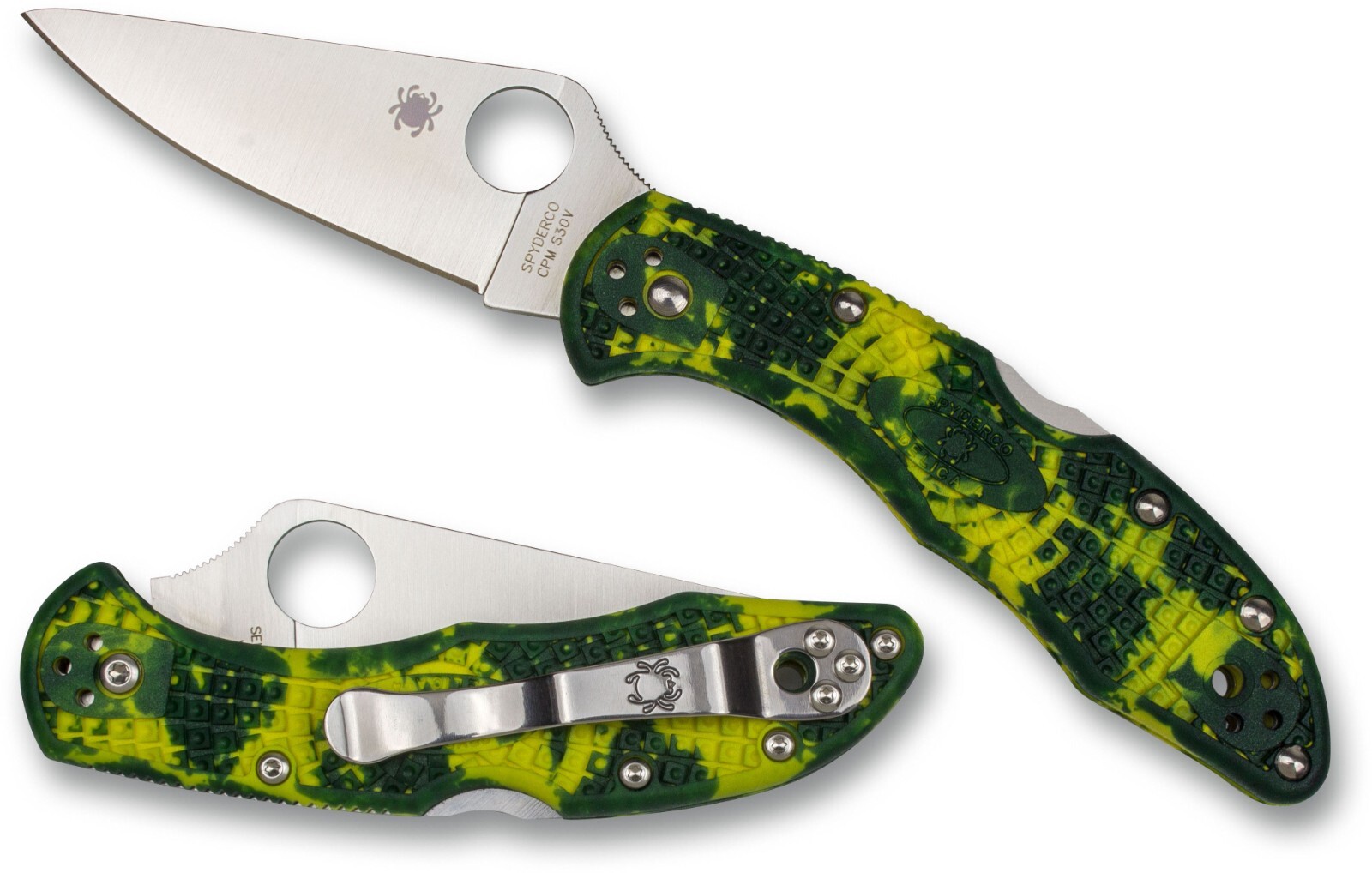 SPYDERCO Delica 4, Numbered, Yellow/Green Zome, VG-10 Stainless Steel, C11ZFPYL
