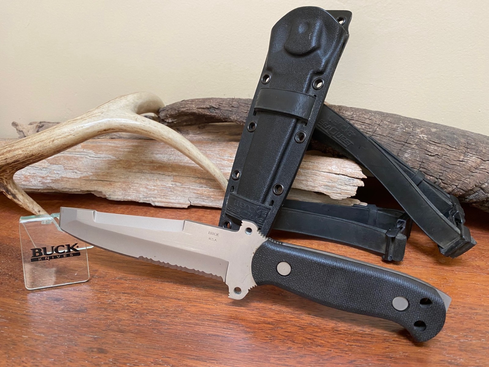 Buck Knife 187 – Vintage (2-Liner) Intrepid Dive Knife With AM Sheath **CLEAN**