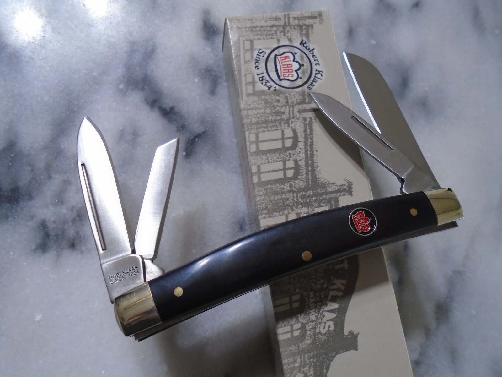Robert Klaas Kissing Crane 4 Blade Congress Pocket Knife KC2426 Black Delrin New
