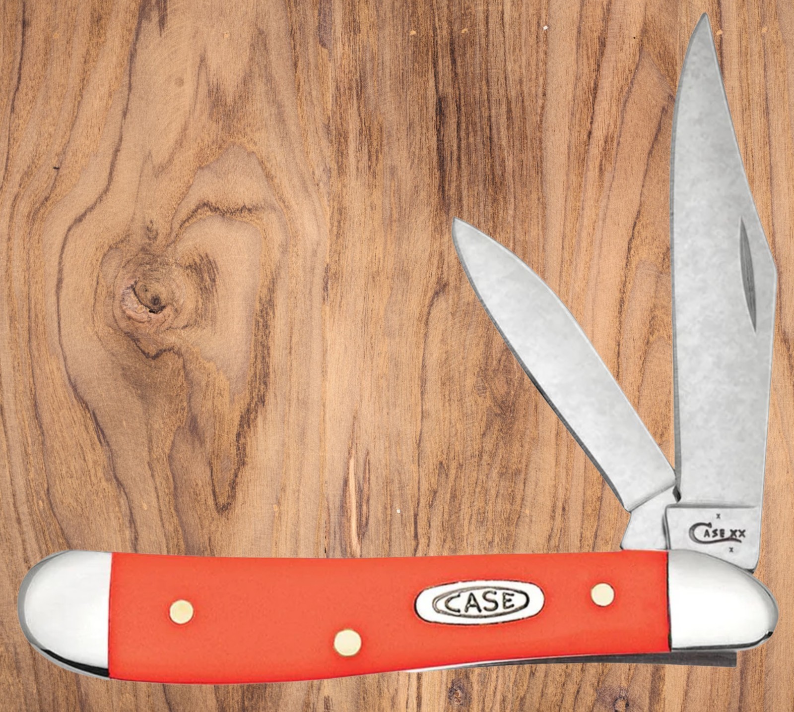 CASE XX 80504 PEANUT POCKET KNIFE SMOOTH ORANGE SYNTHETIC HANDLE 4220 SS