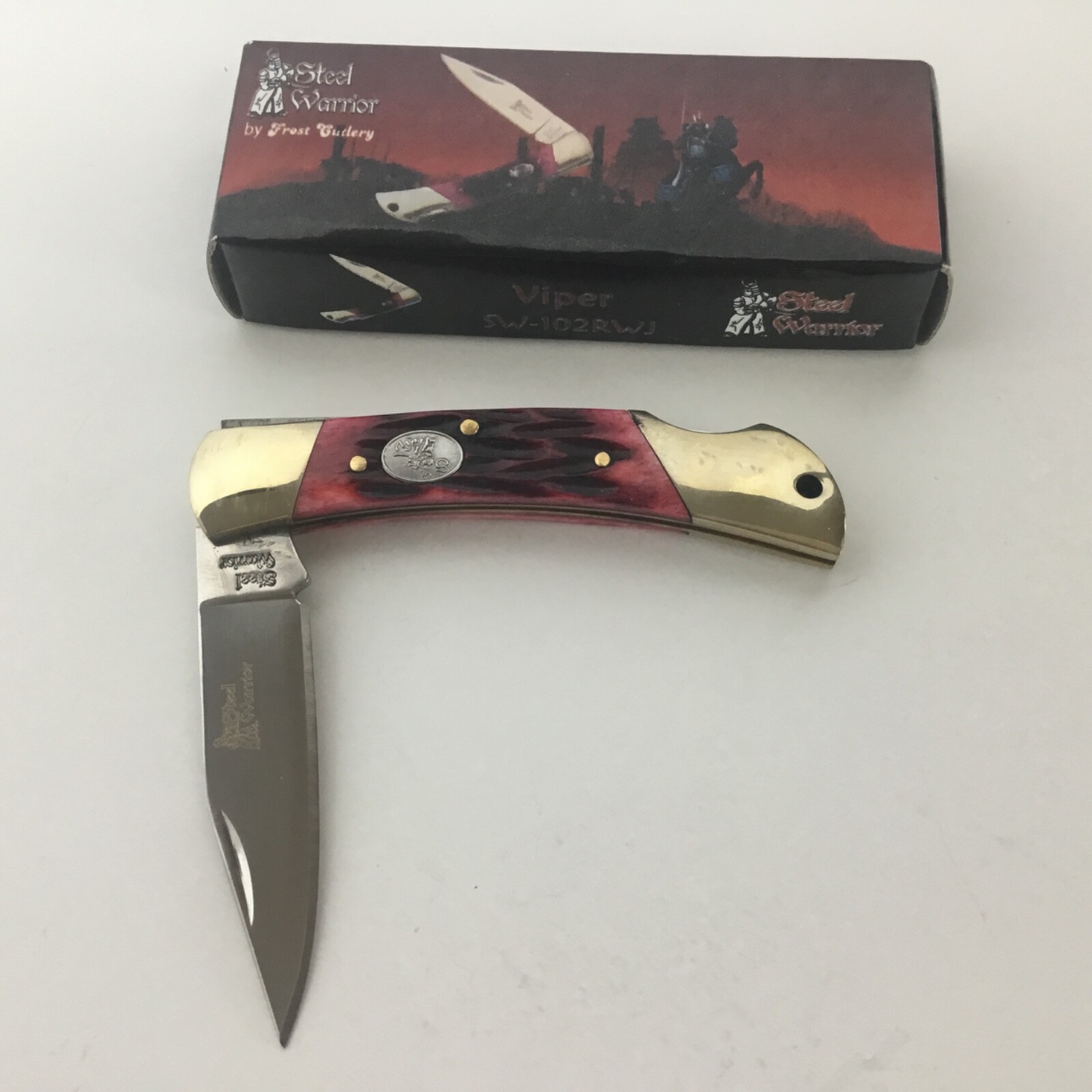Steel Warrior Vipor Lock Back Red Bone Pocket Knife SW-102RWJ