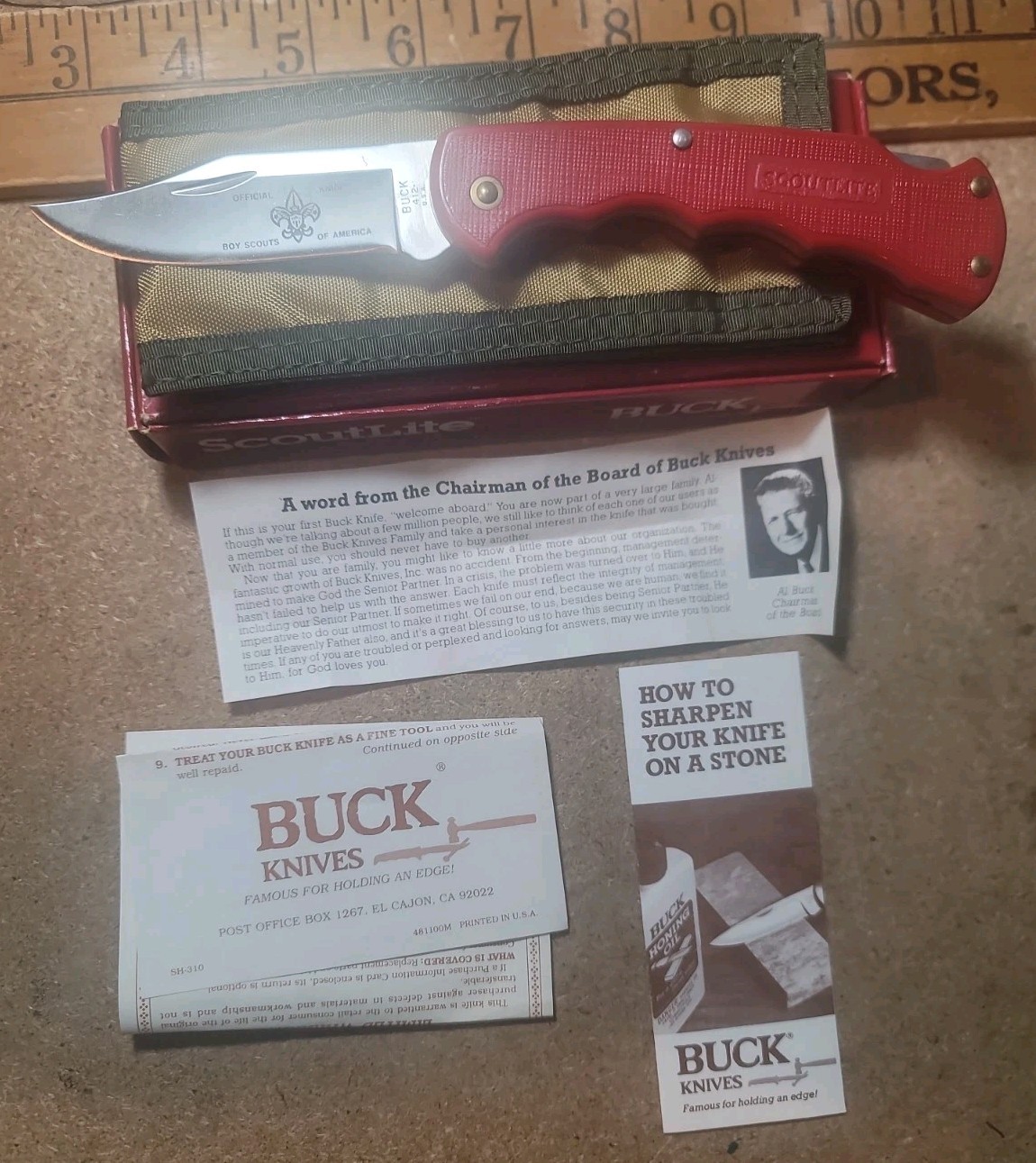BUCK ScoutLite 412 Boy Scouts of America Lockback w/Nylon Sheath & Box