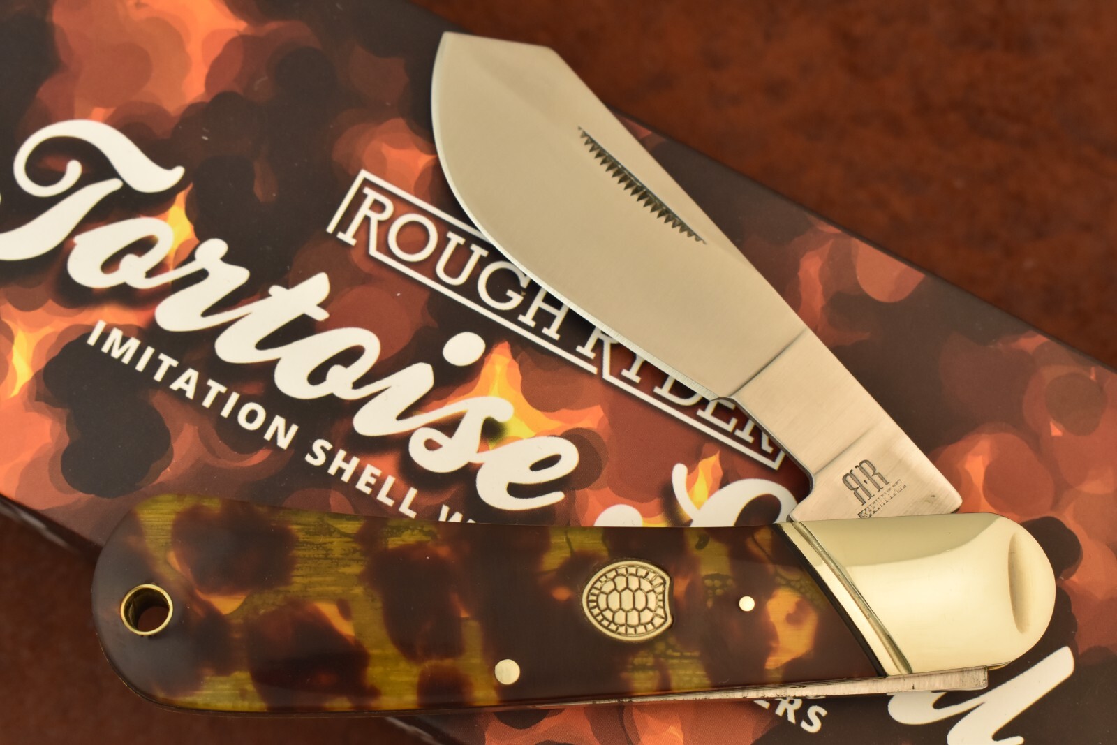 ROUGH RIDER RYDER IMITATION TORTOISE SHELL COTTON SAMPLER JACK KNIFE RR2437