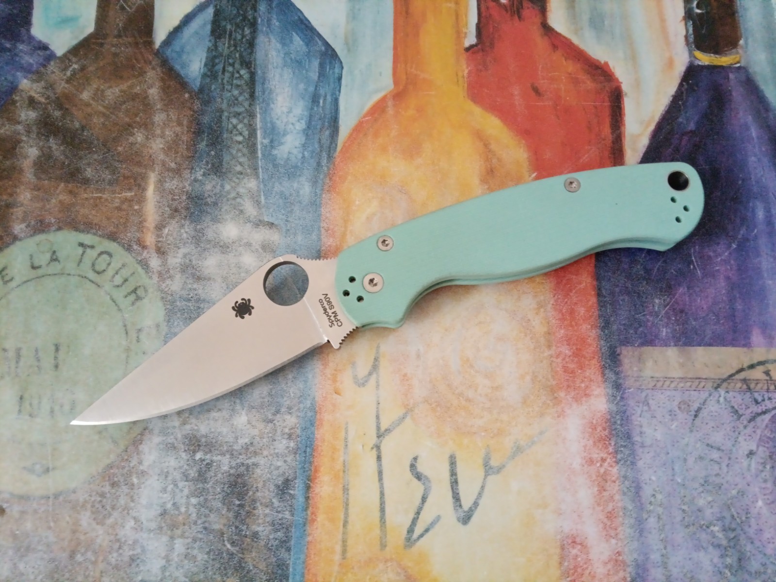 Spyderco Paramilitary 2, Satin CPM-S90V Plain Blade, Teal G-10 Handle