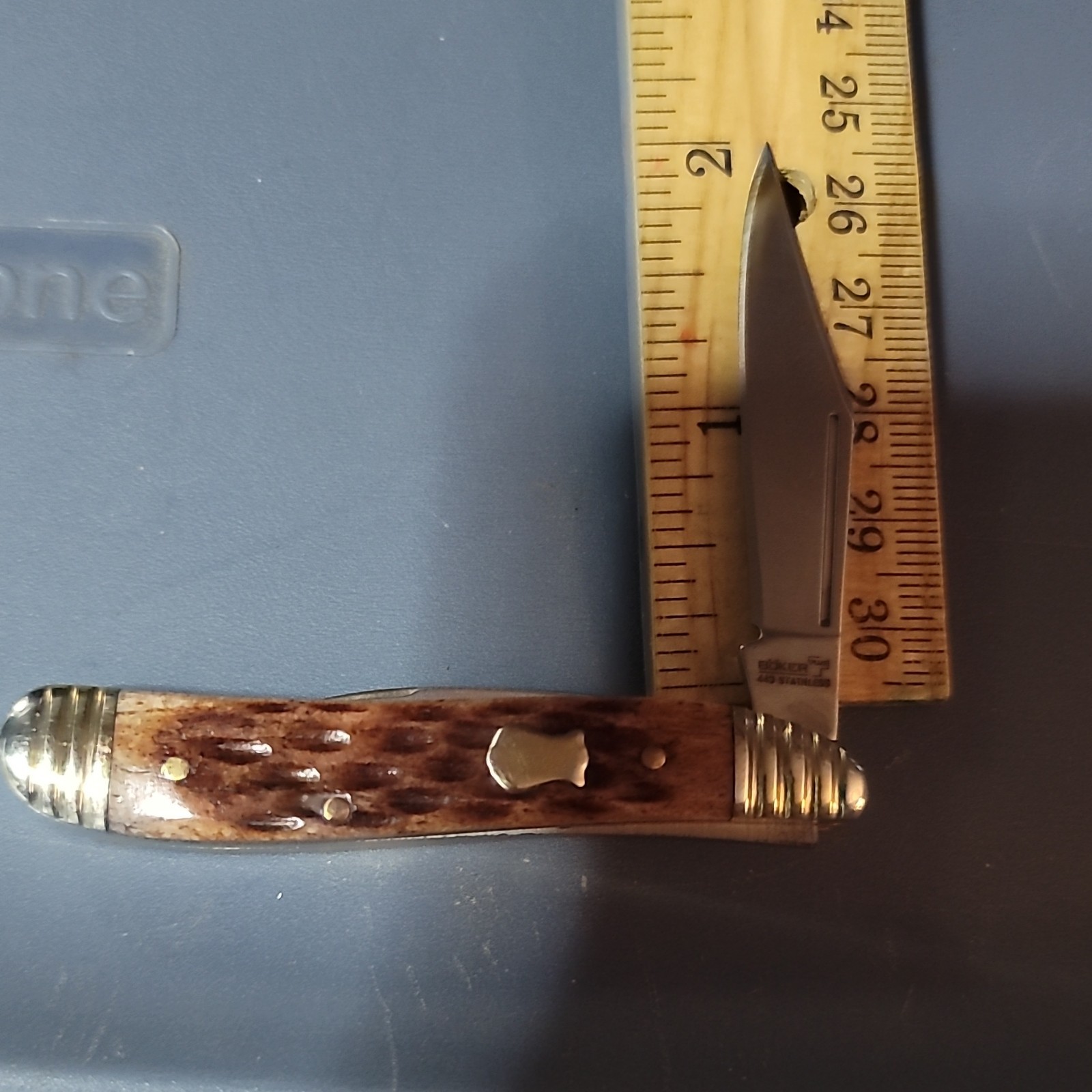 Böker Plus 01BO201 440 Stainless Wood Handle Slipjoint Clip Pen Pocketknife
