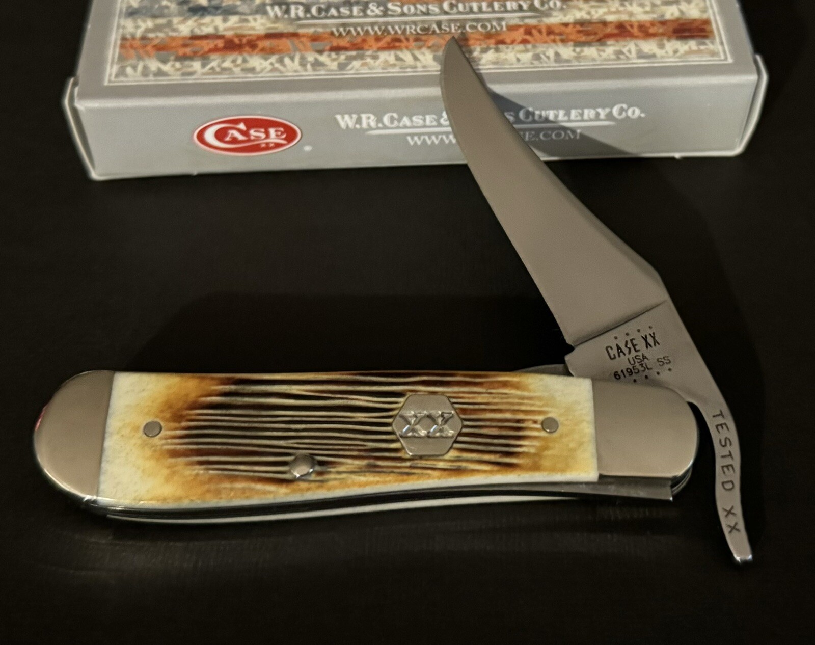 🔥 2022 Case XX 61953L Burnt Natural Bone Barnboard Russlock Pocket Knife
