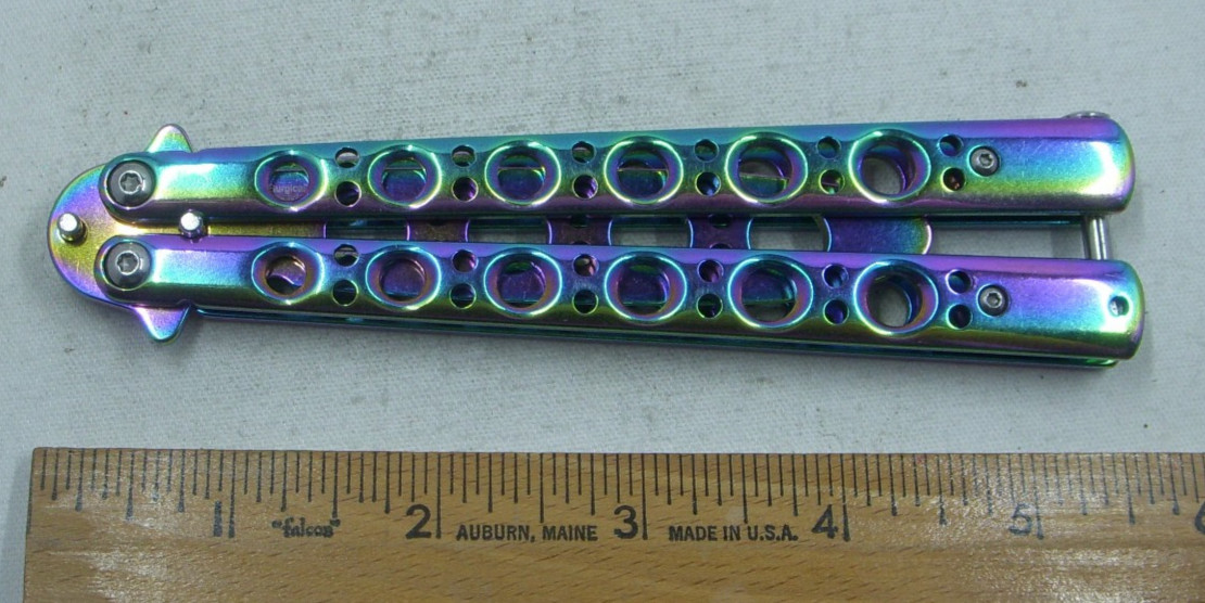 1065 German Surgical Steel Rainbow Butterfly Single Dull Blade Trainer Knife