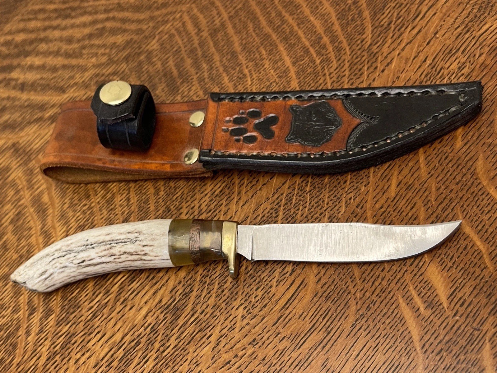 Vintage JR MCNASTER Custom Fixed Blade Knife Bone Grip Made in NEW YORK USA