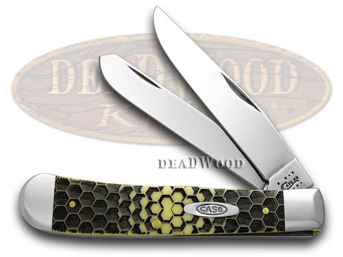 Case xx Trapper Knife Honeycomb Yellow Delrin 1/1000 Stainless Pocket Knives