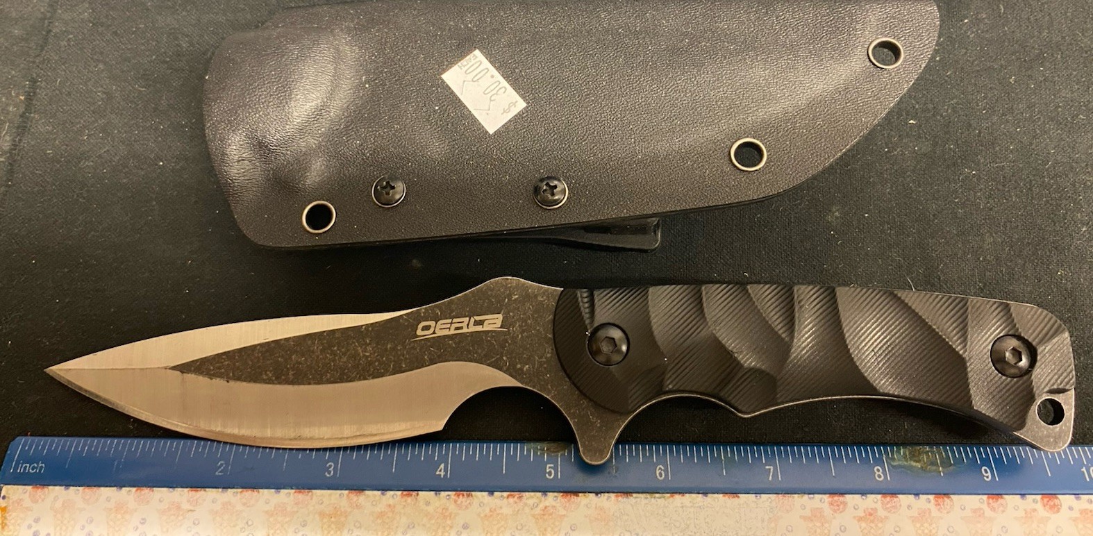 Oerla OLL-005 Tactical Knife, Glass Reinforced Nylon Handles, Kydex Sheath &
