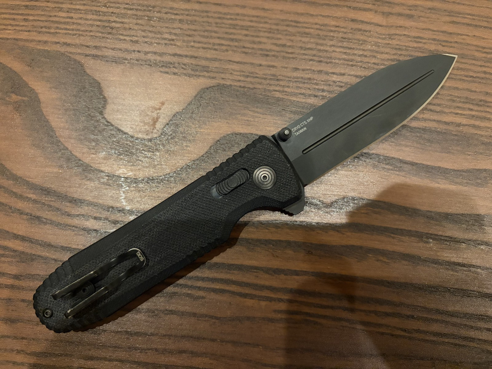 SOG Pentagon XR Blackout G-10 Handle CTS XHP Steel Folding Pocket Knife Great