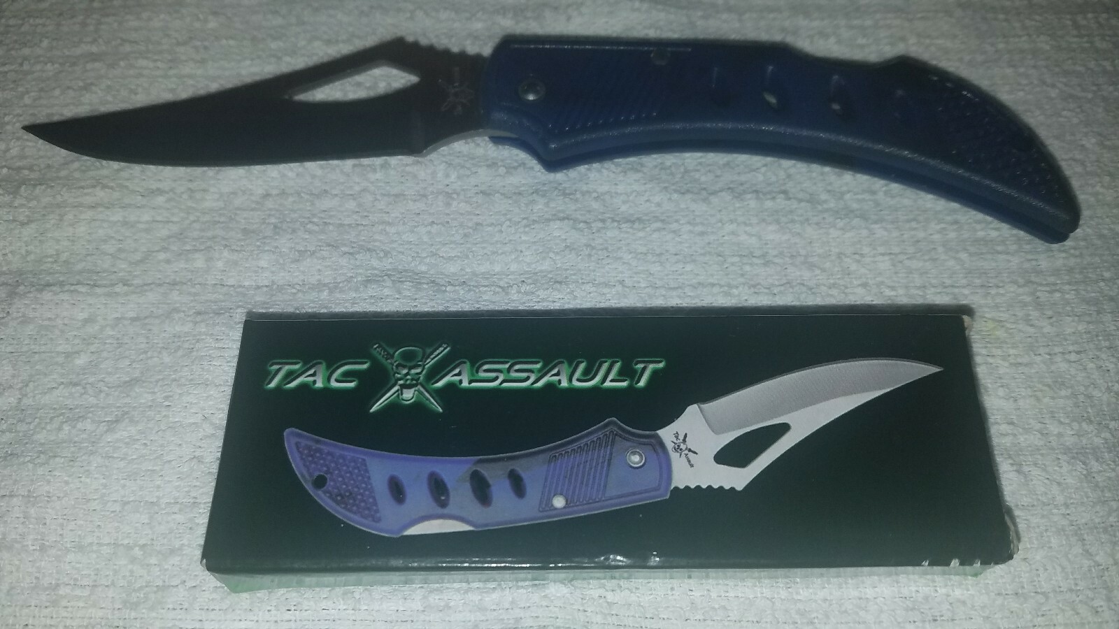 NEW TAC ASSAULT 4″ SATIN STAINLESS STEEL FOLDING BLACK BLUE KNIFE FREE SHIPPING!
