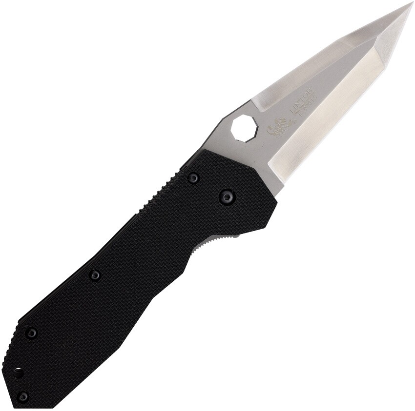 Linton Cutlery Linerlock Folding Knife 4.26″ 440A Steel Blade Black G10 Handle