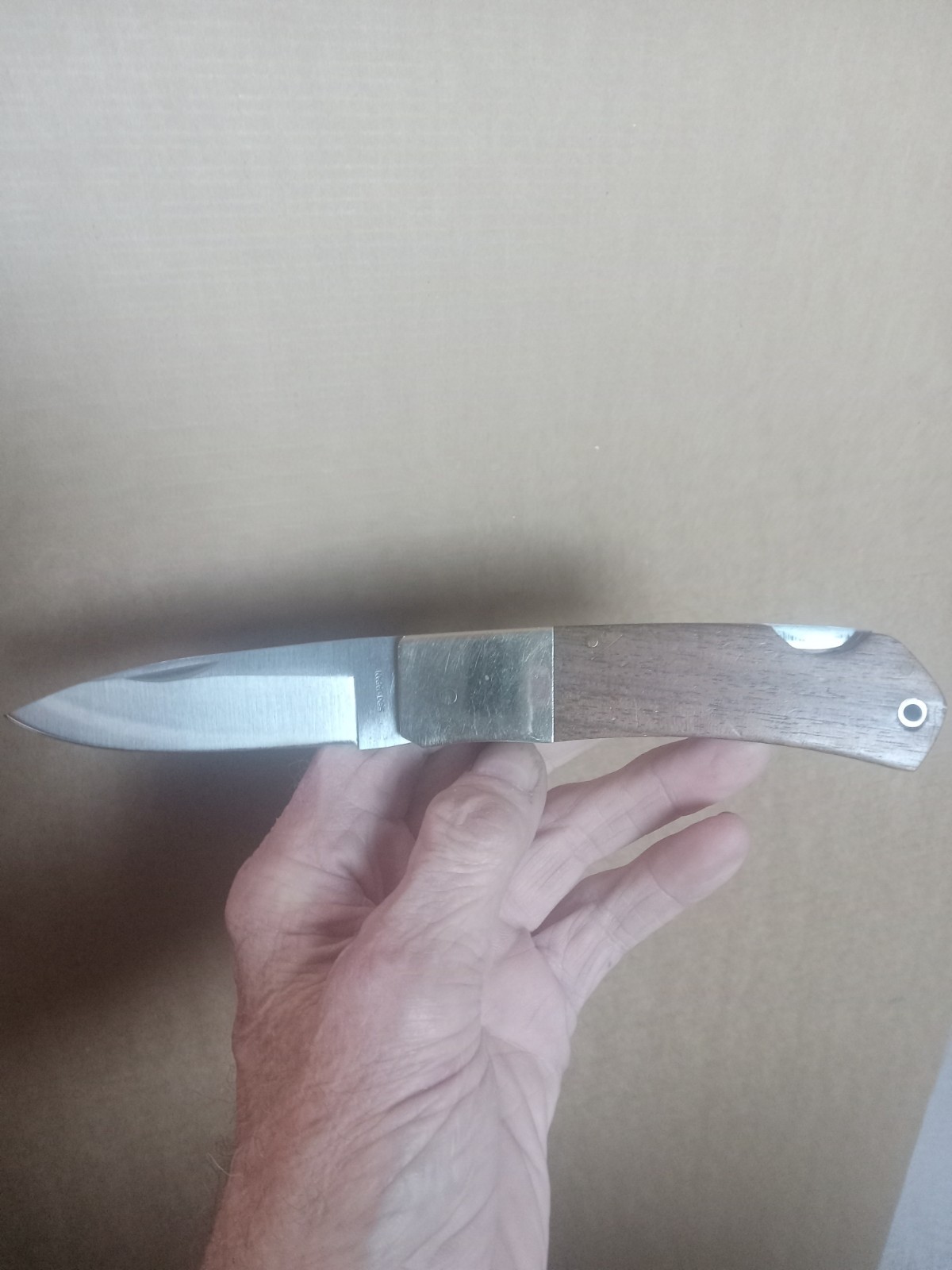Seki Japan Vintage single Blade Wood Handle Folding Knife Stainless Steel Older.