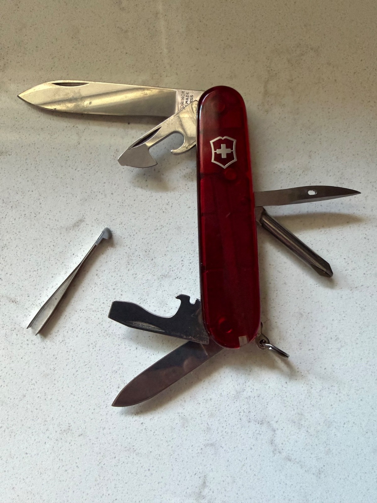 New Victorinox Swiss Army Knife Ruby Translucent Red w/7 Tools