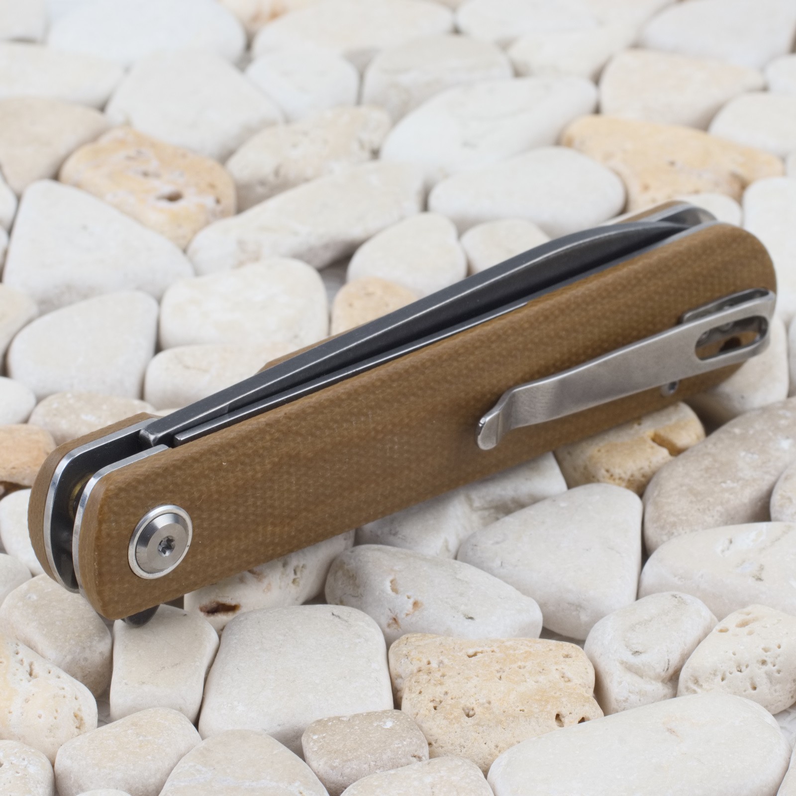 Ontario Ischua Creek Linerlock Folding Pocket Knife Brown Canvas Micarta ON9001