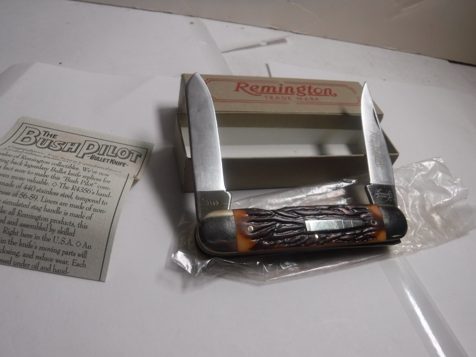 Knife Remington R4356 Pocket Knife 7.25″ X 4.25″ Bush Pilot Bullet USA 1993 NEW
