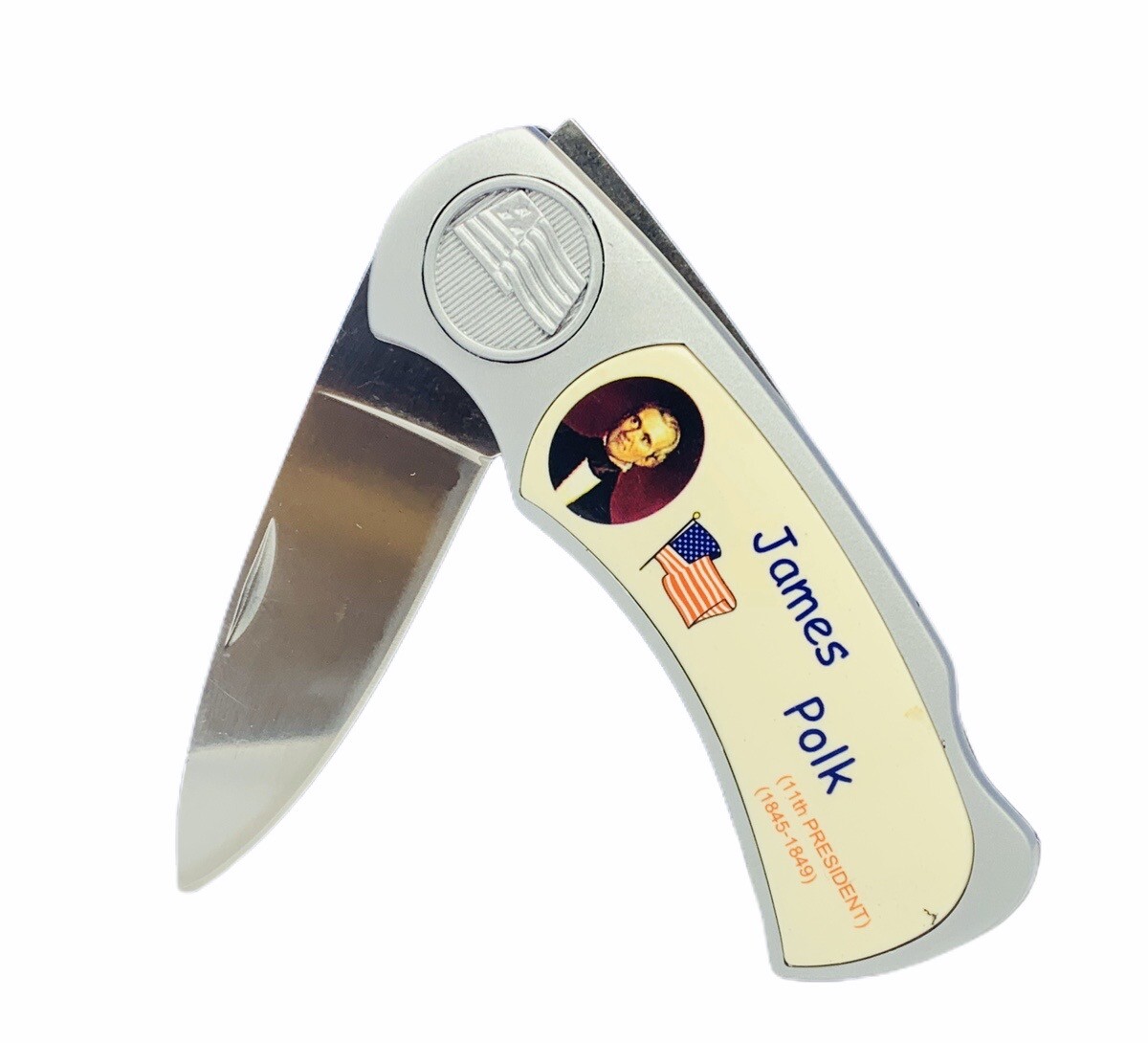 Pocket knife Presidents folding blade vtg US flag history James Polk 11th 1845