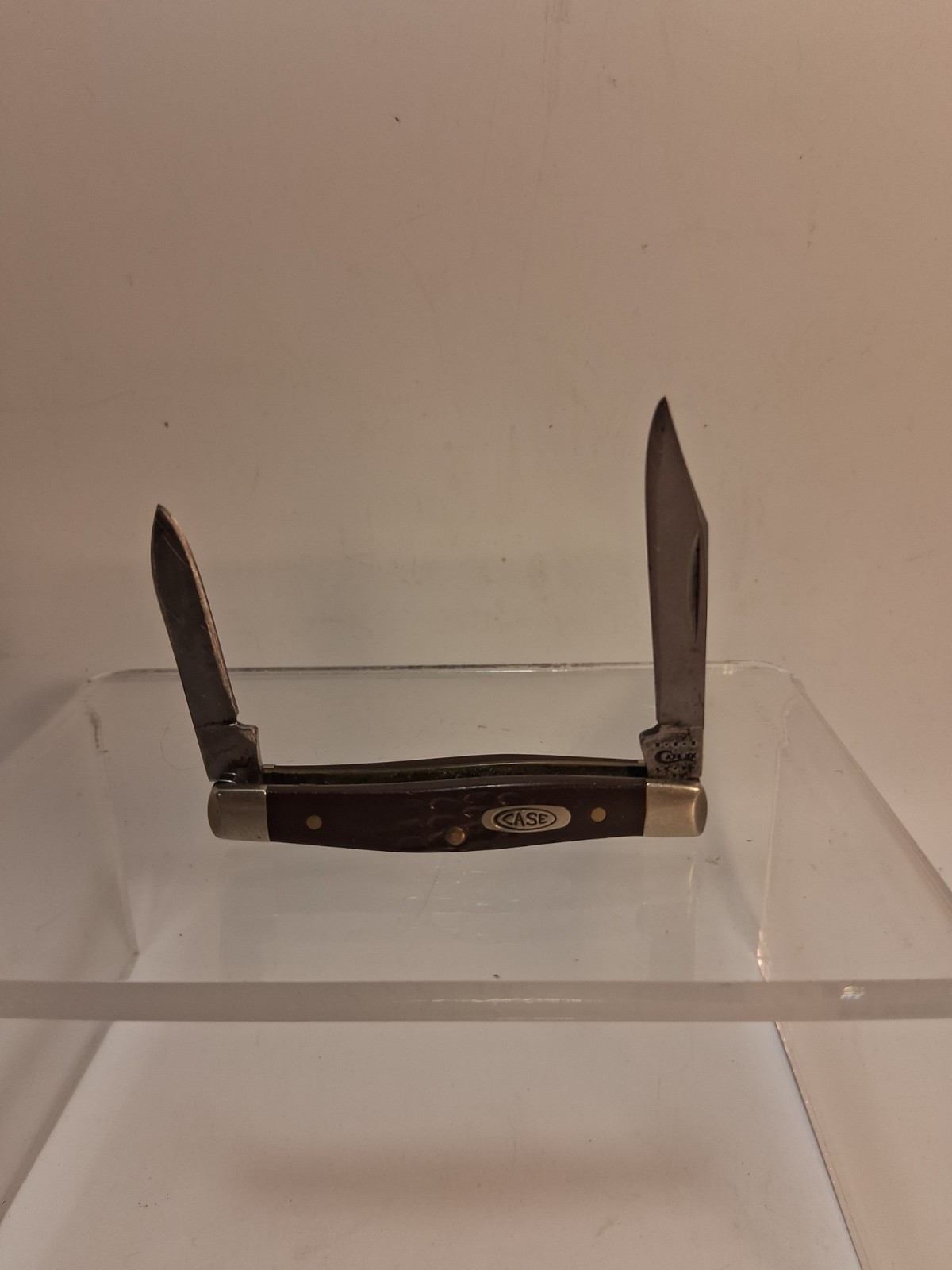 Vintage Case XX 6233 SS Small Pen Knife Jigged Brown 2-Blade Pocket Knife Patina