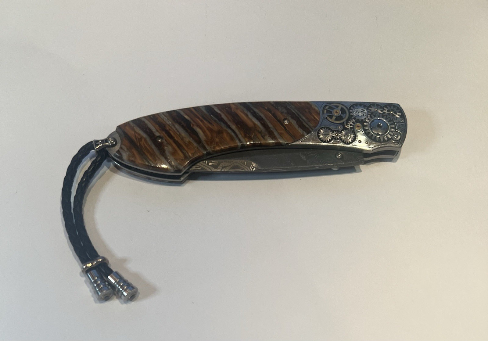 WILLIAM HENRY KNIFE B12 WATCH GEARS 06/10 Damascus Steel Blade RARE FIRST DESIGN