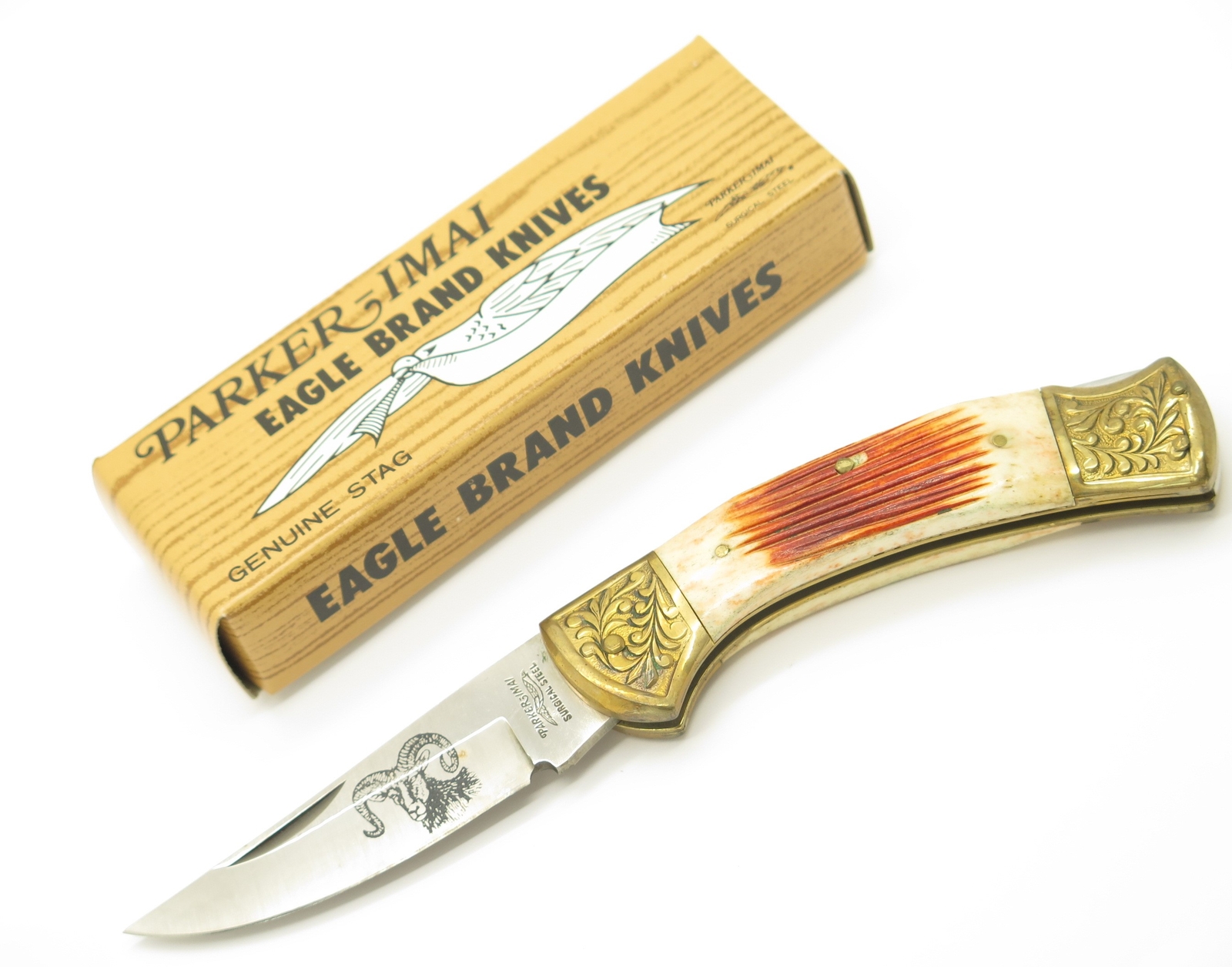 Vintage 1980s Parker Imai Seki Japan K116-C Jigged Bone Folding Lockback Knife