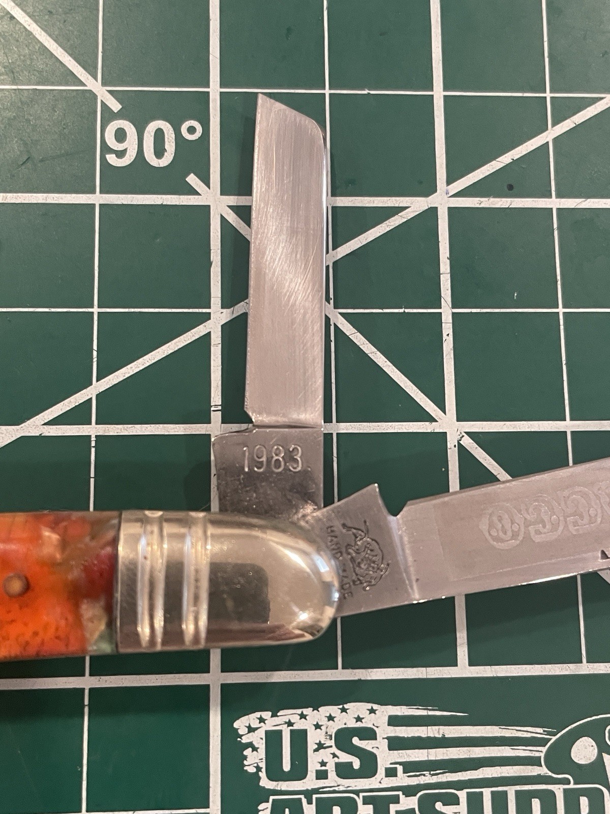 Bulldog Brand Germany Congress Pocket Knife 1983 Amber Orange Swirl Tobacco RARE