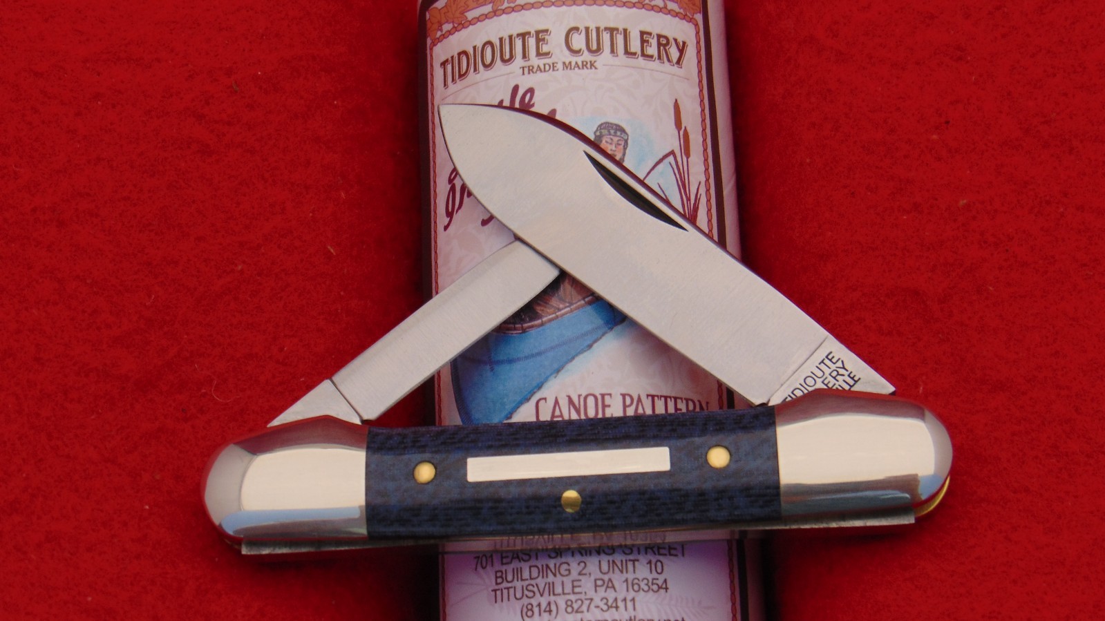 Great Eastern #15 Denim Blue Micarta Little Indian Girl Canoe Knife 162226 GEC