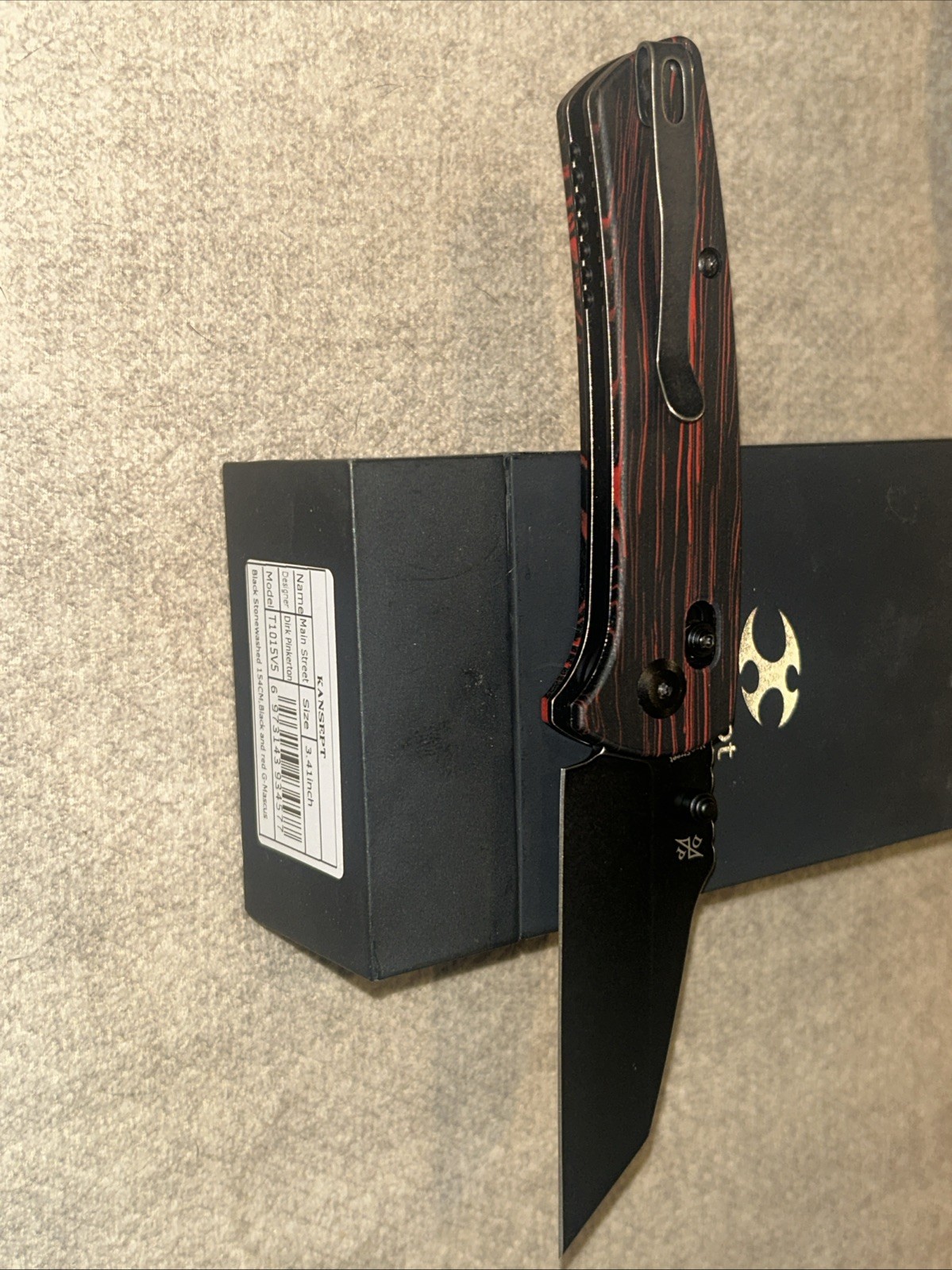 Kansept Knives Main Street Crossbar Lock Black & Red G10 Folding Knife T1015V5
