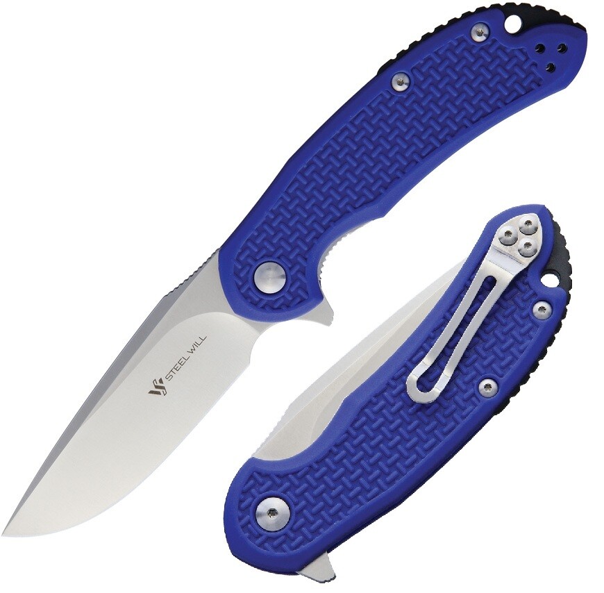 Steel Will Cutjack Liner Folding Knife 3.5″ D2 Tool Steel Blade Blue FRN Handle