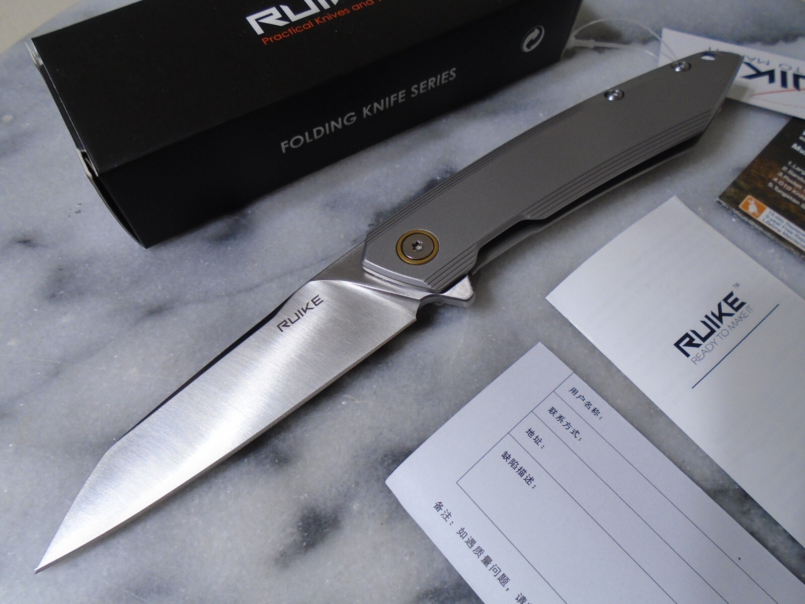 RUIKE Ball Bearing Pivot Wharncliffe Thin Pocket Knife Sandvik 14C28N P831S-SA