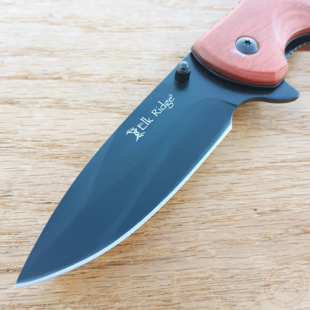 Elk Ridge Ballistic Assisted Folding Knife 3.5″ 440 Steel Blade Pakkawood Handle