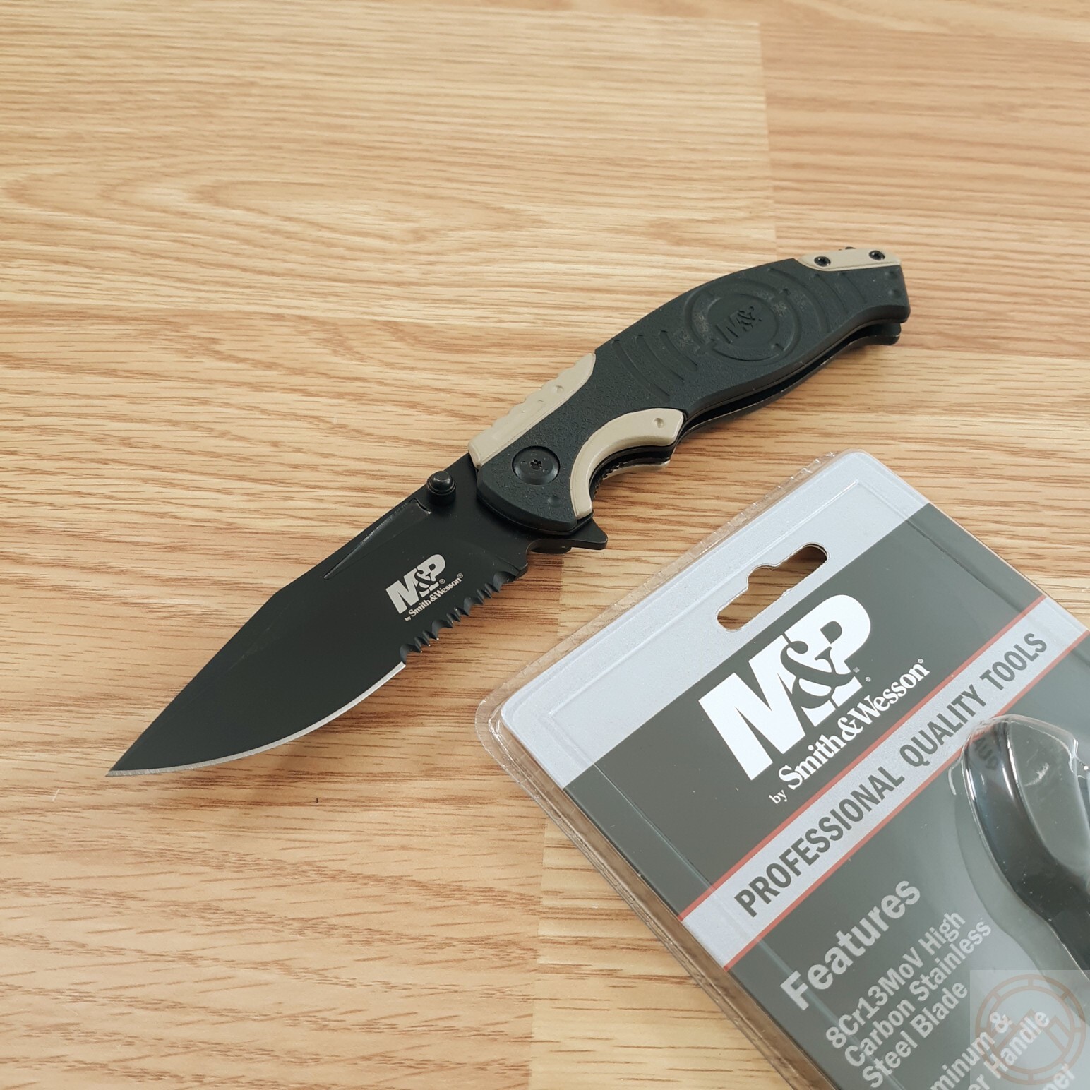 Smith & Wesson M&P Folding Knife 3.75″ Serrated 8Cr13MoV Steel Blade Aluminum