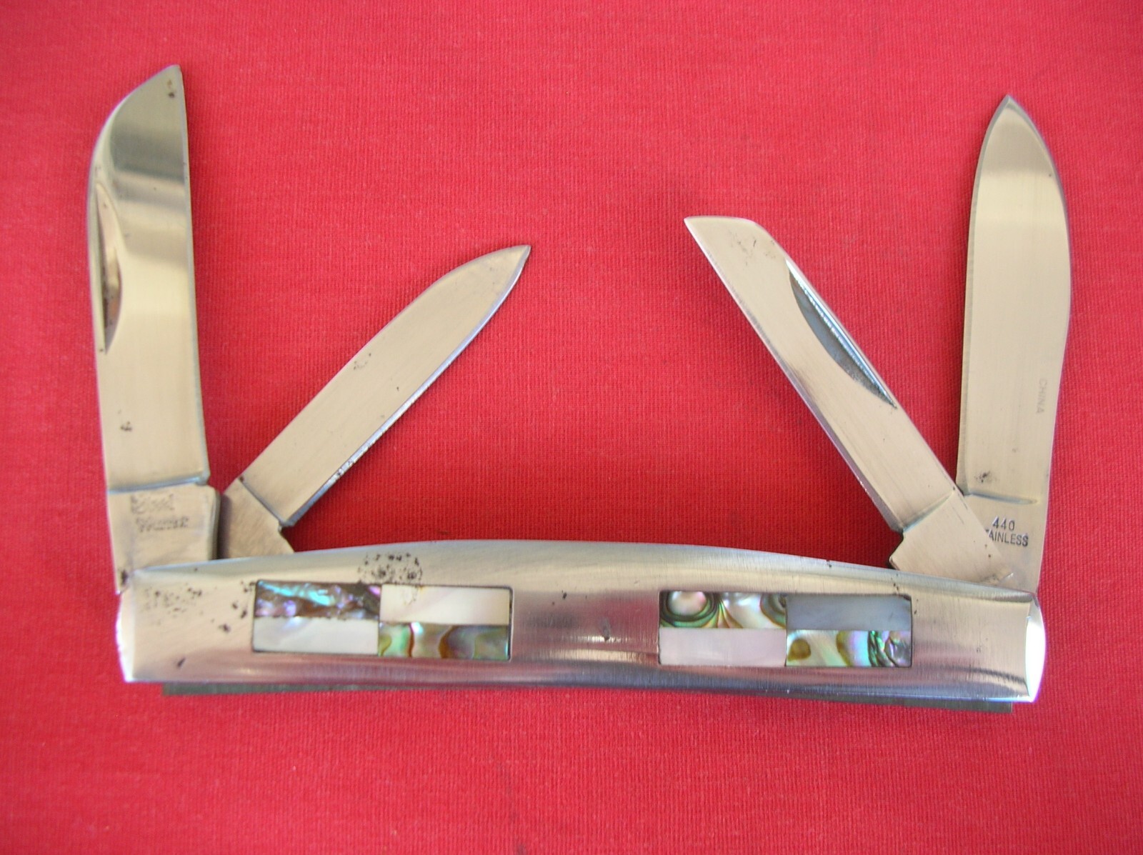 STEEL WARRIOR 4 BLADE CONGRESS ABALONE/PEARL INLAY HANDLES KNIFE