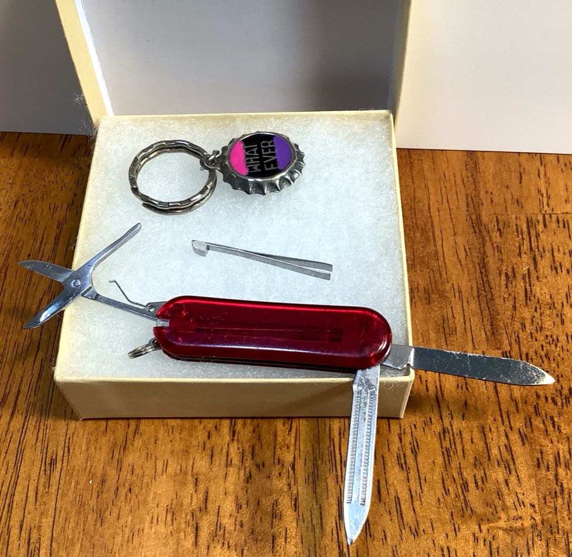 Mini Red Translucent Swiss Army Multitool Keychain Pocket Knife