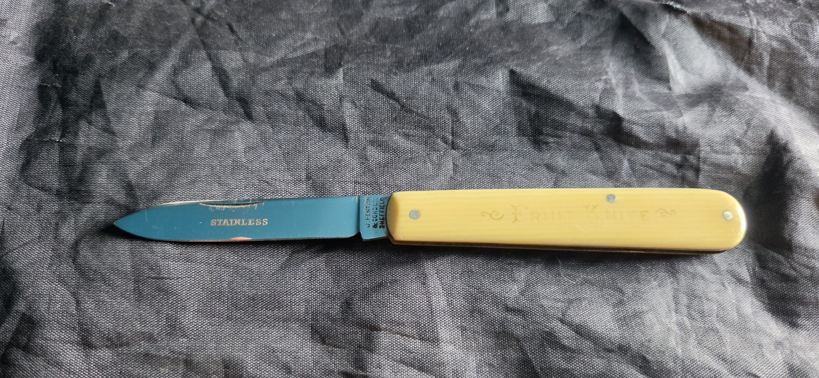Rare Vtg J.Fenton & Sons Sheffield Fruit knife waterfall celluloid